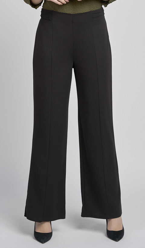 Pinns Wide Leg Trouser With Waist Detail - Suzanne Charles